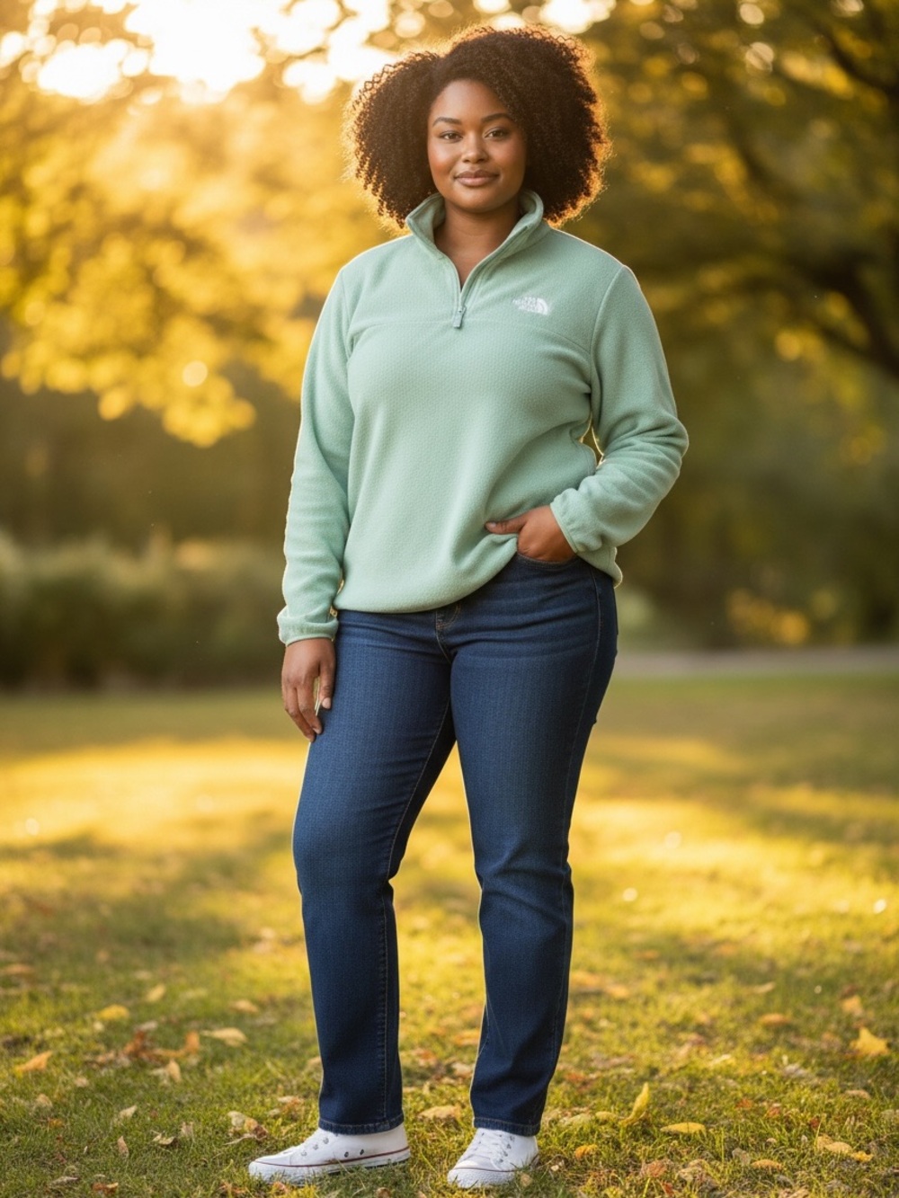 The North Face | Women's Teal/Light Blue Quarter-zip Fleece